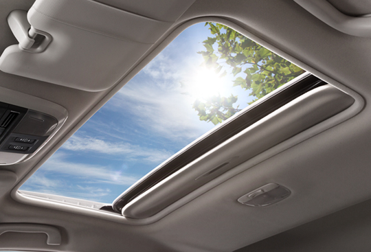 Power-sliding, Tilt-adjustable Glass Sunroof